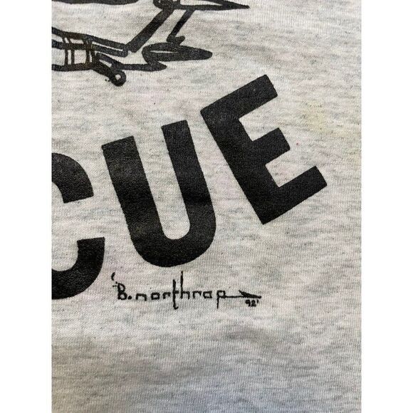 VINTAGE 301 ST Air Rescue Plane Graphic 1992 T-shirt Men XL 90s Single Stitch - Picture 3 of 11